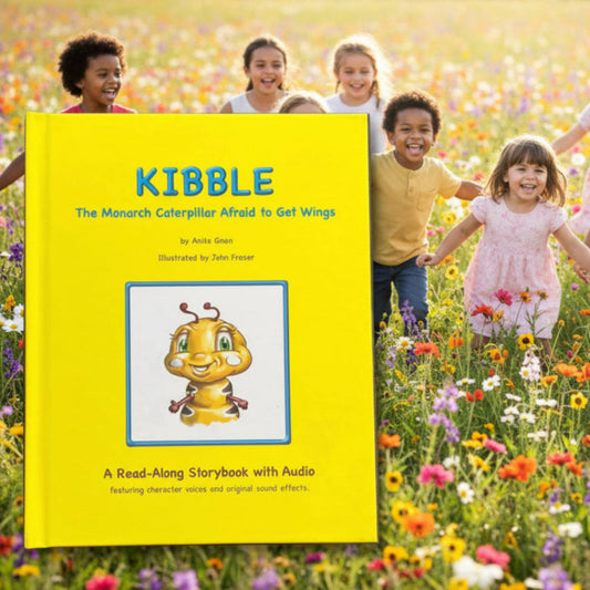 Kibble monarch caterpillar children's book about butterflies and nature by Anita Gnan